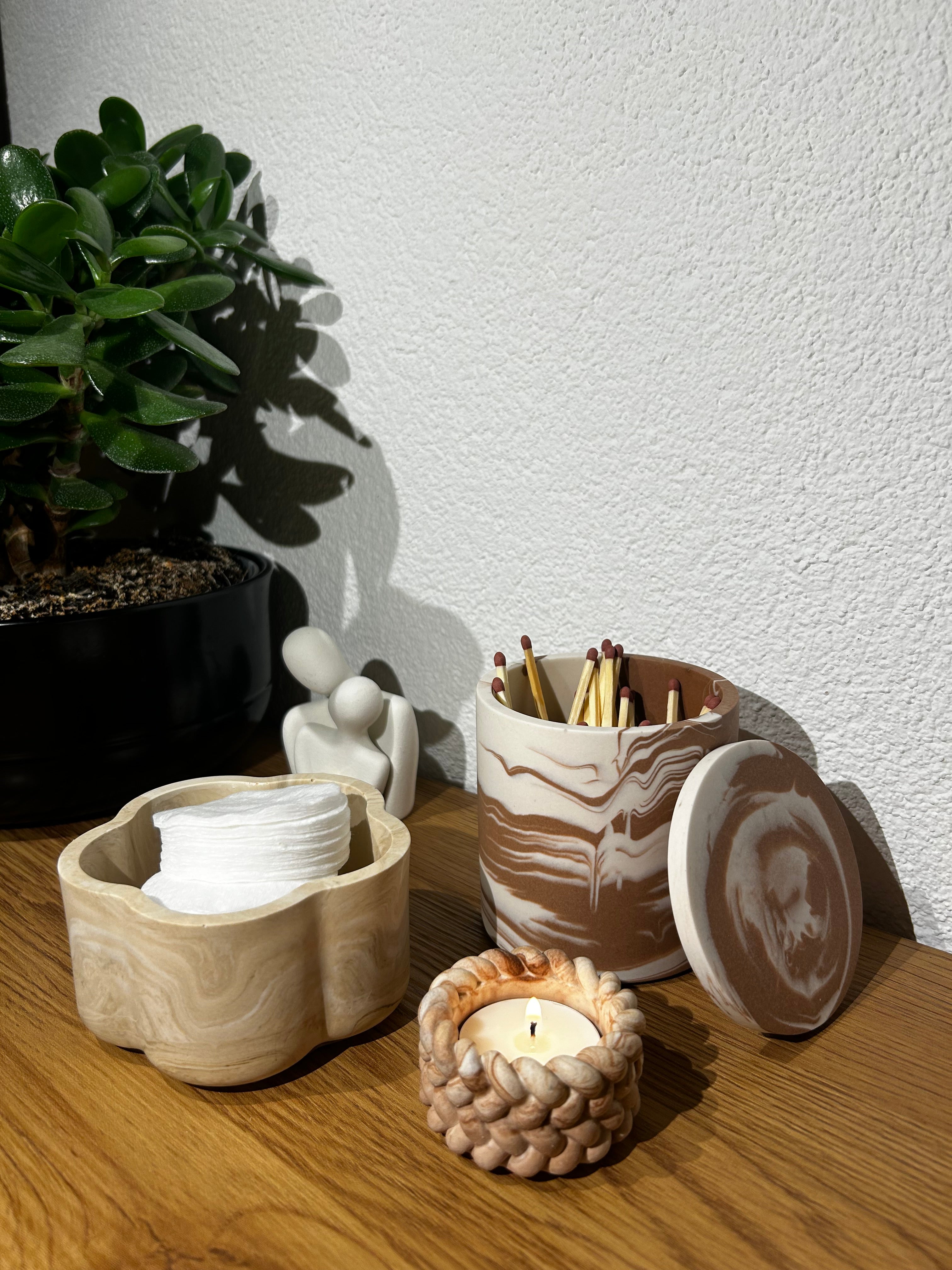 Blumendose - Beige