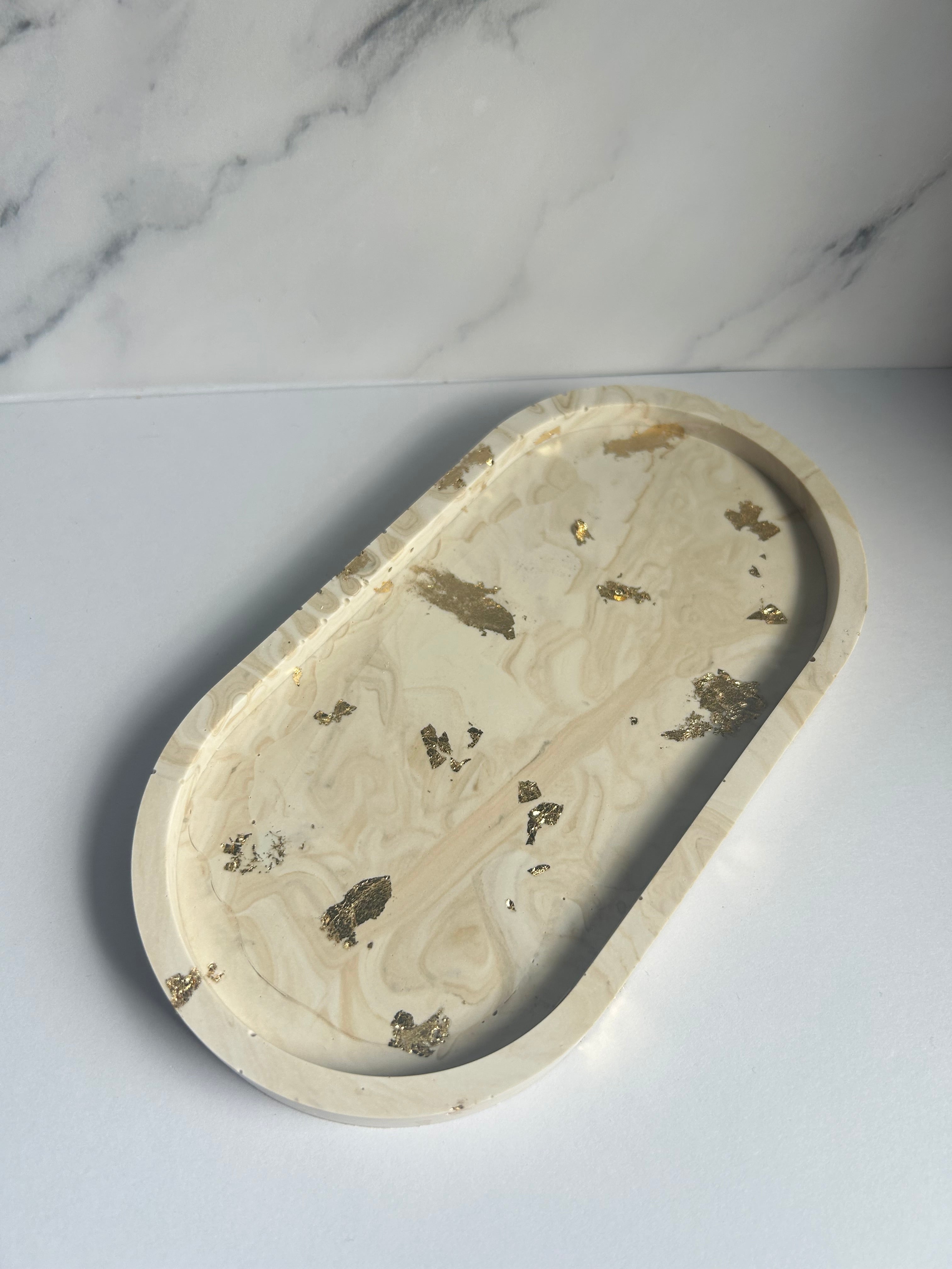 Tablett - Beige-Gold