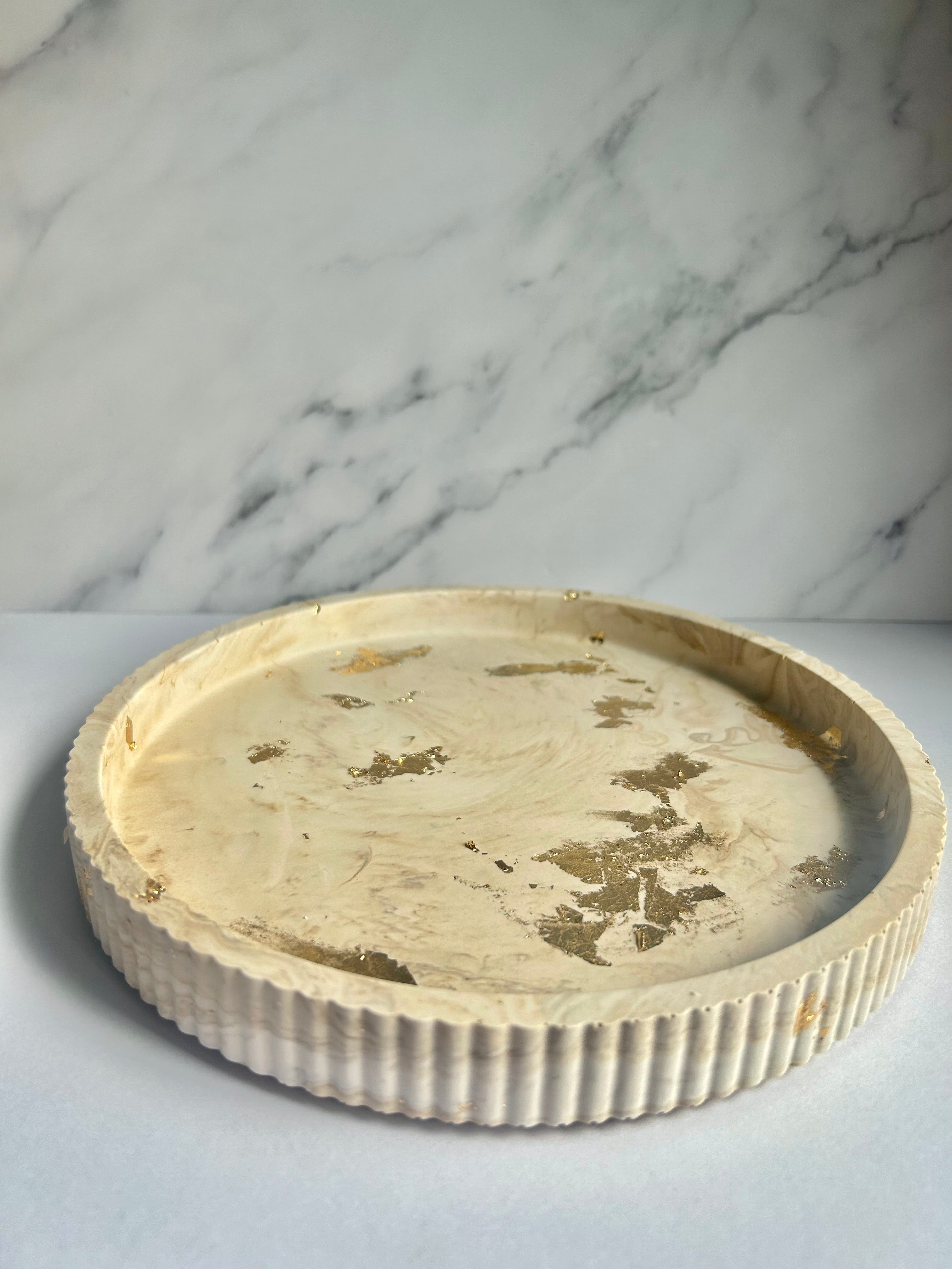 Tablett - Beige-Gold