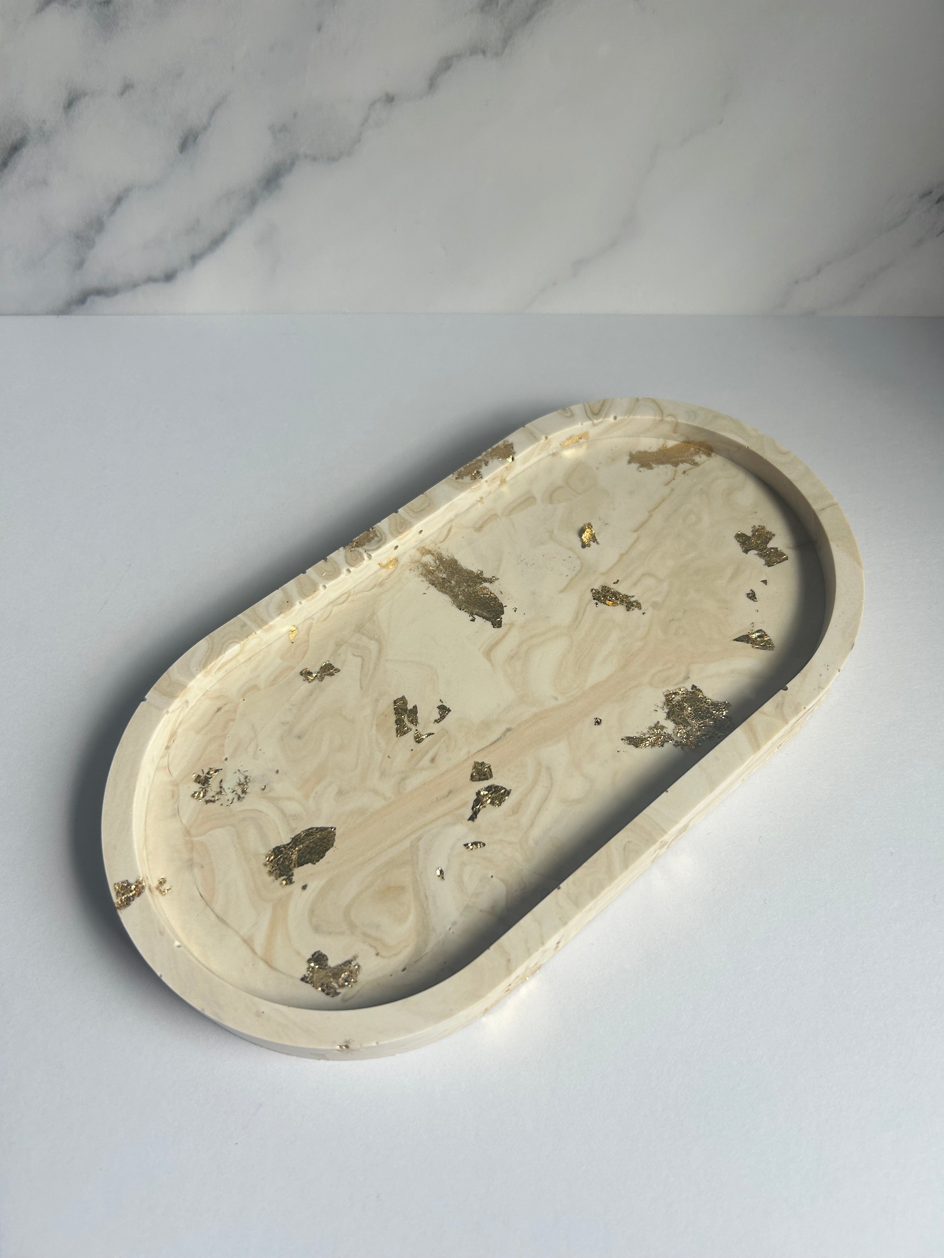 Tablett - Beige-Gold